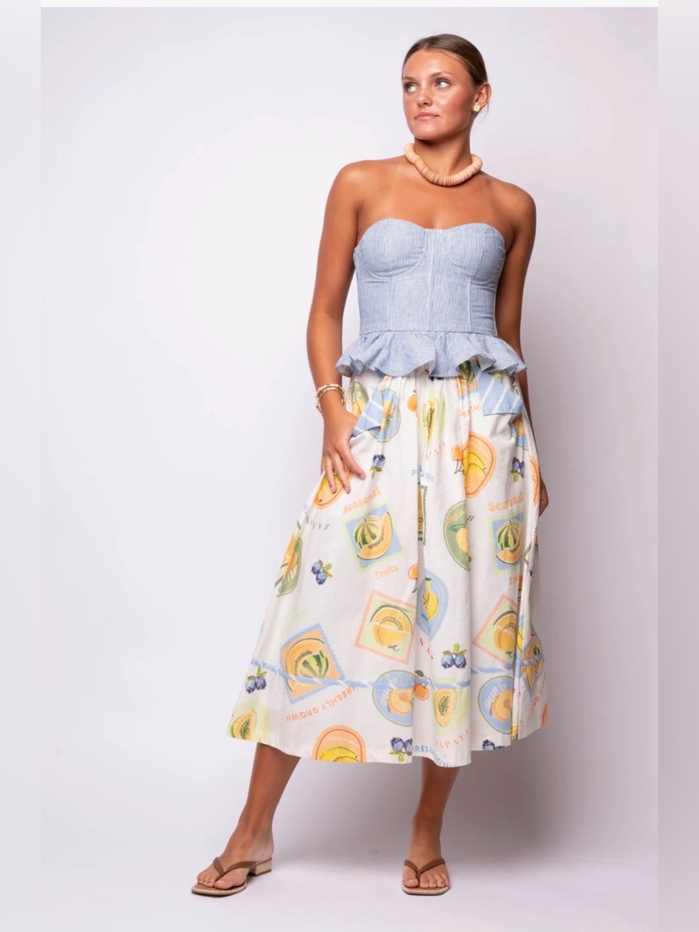 NEW PROSPERINA women's annie apron skirt in orchard print M